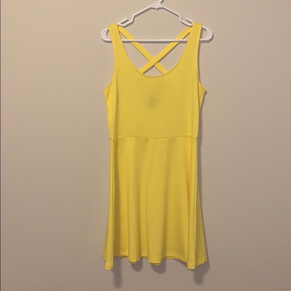 Yellow H&M midi dress with criss cross back straps